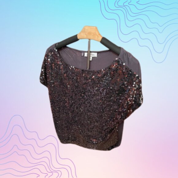 JENNIFER LOPEZ Sequin Short Sleeve Top Women’s Size Small - Picture 1 of 5